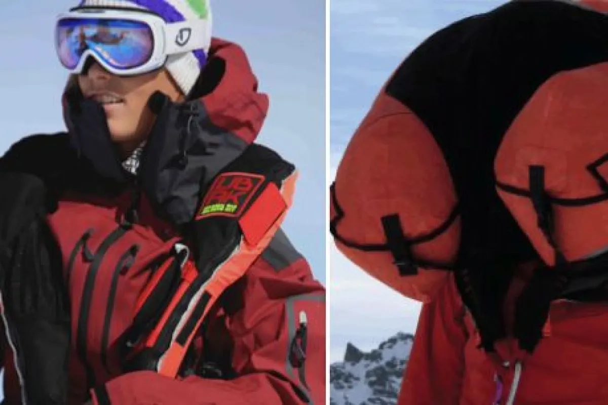 The harness provides impact protection and helps keep the airways clear