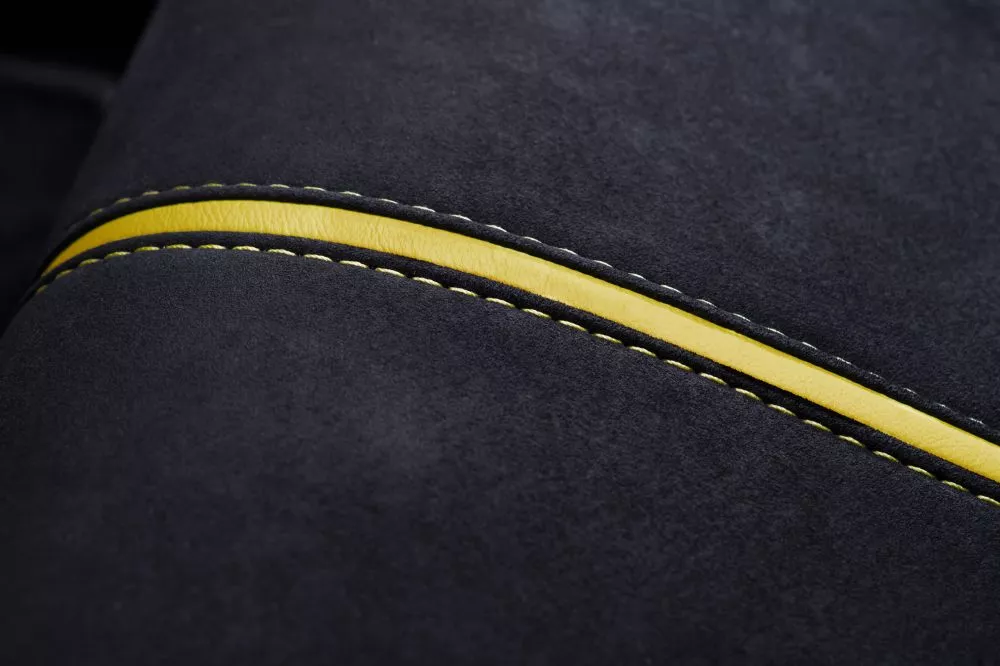 Vantage S offers sporty carbon fiber seating, with either Alcantara or two leather choices