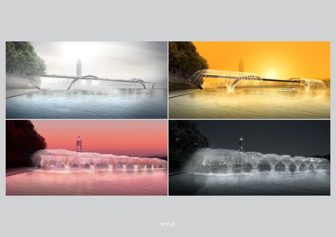A design that incorporates fountains (Image: NEP Bridge Competition)