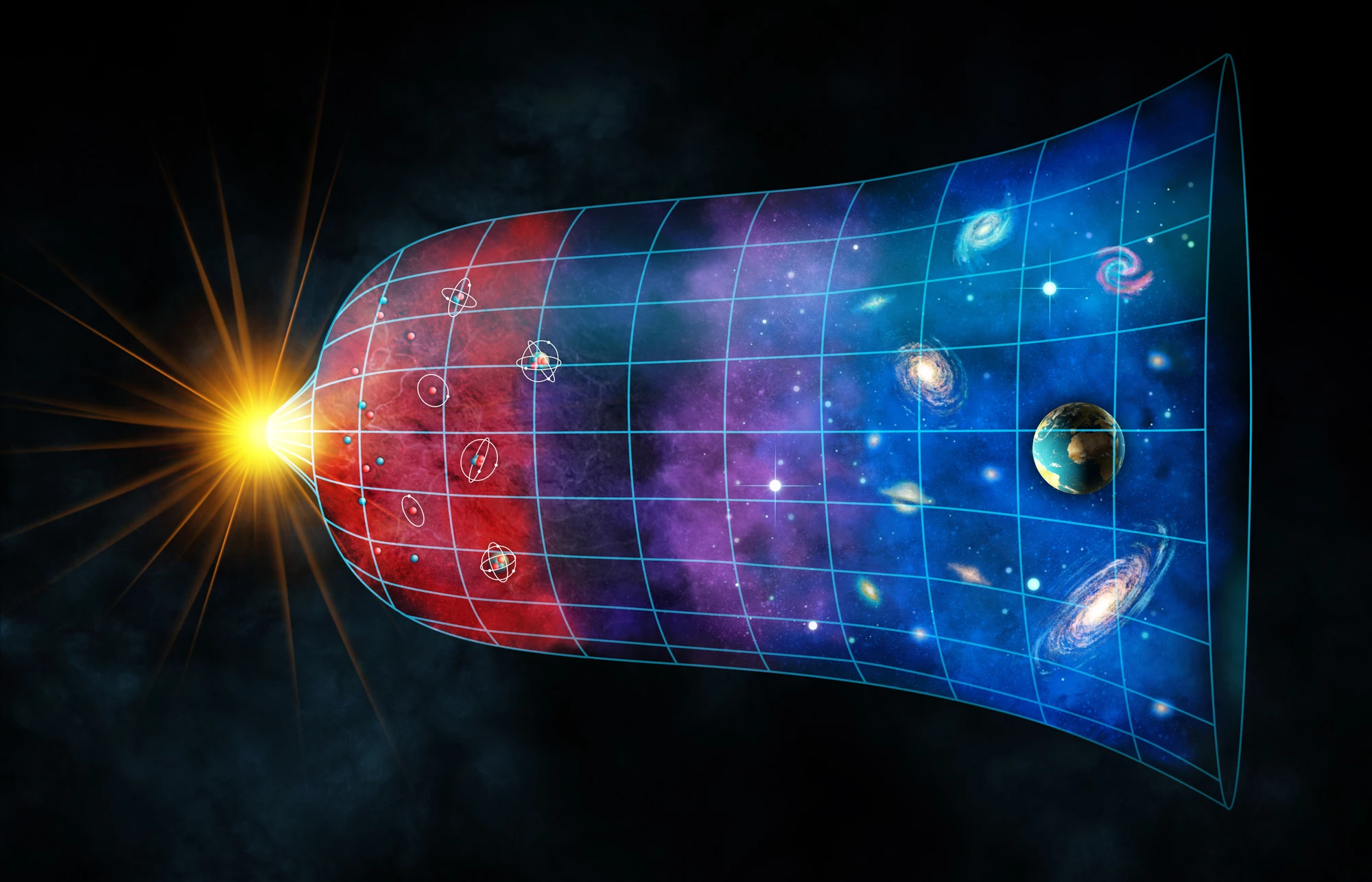 An artist's illustration of the expansion of the universe