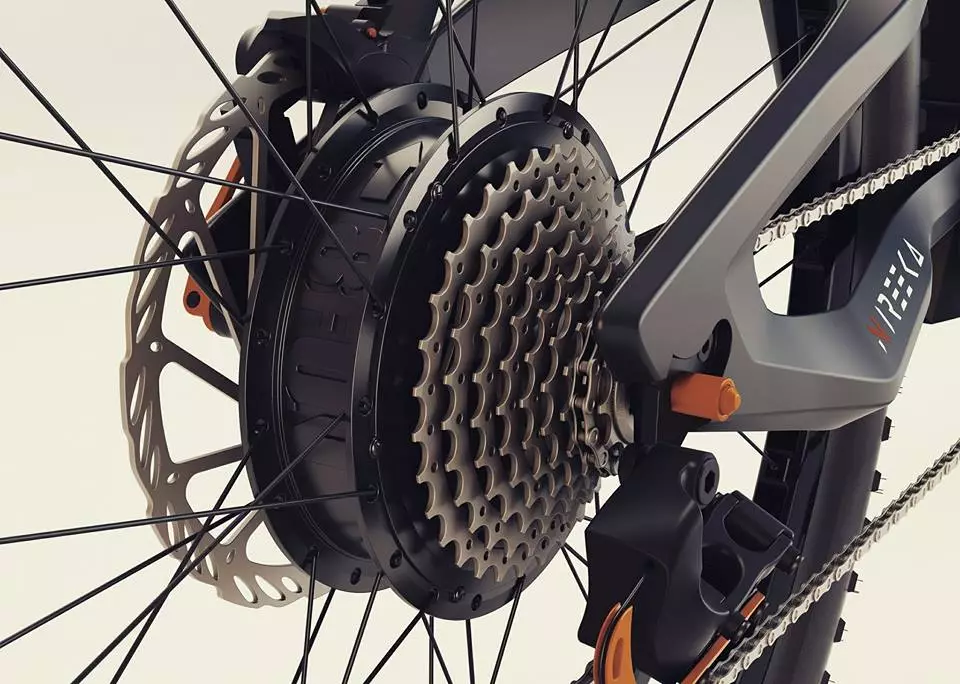 Nireeka carbon e-bike: Shimano 10-speed gearset with single-handed gear shifting