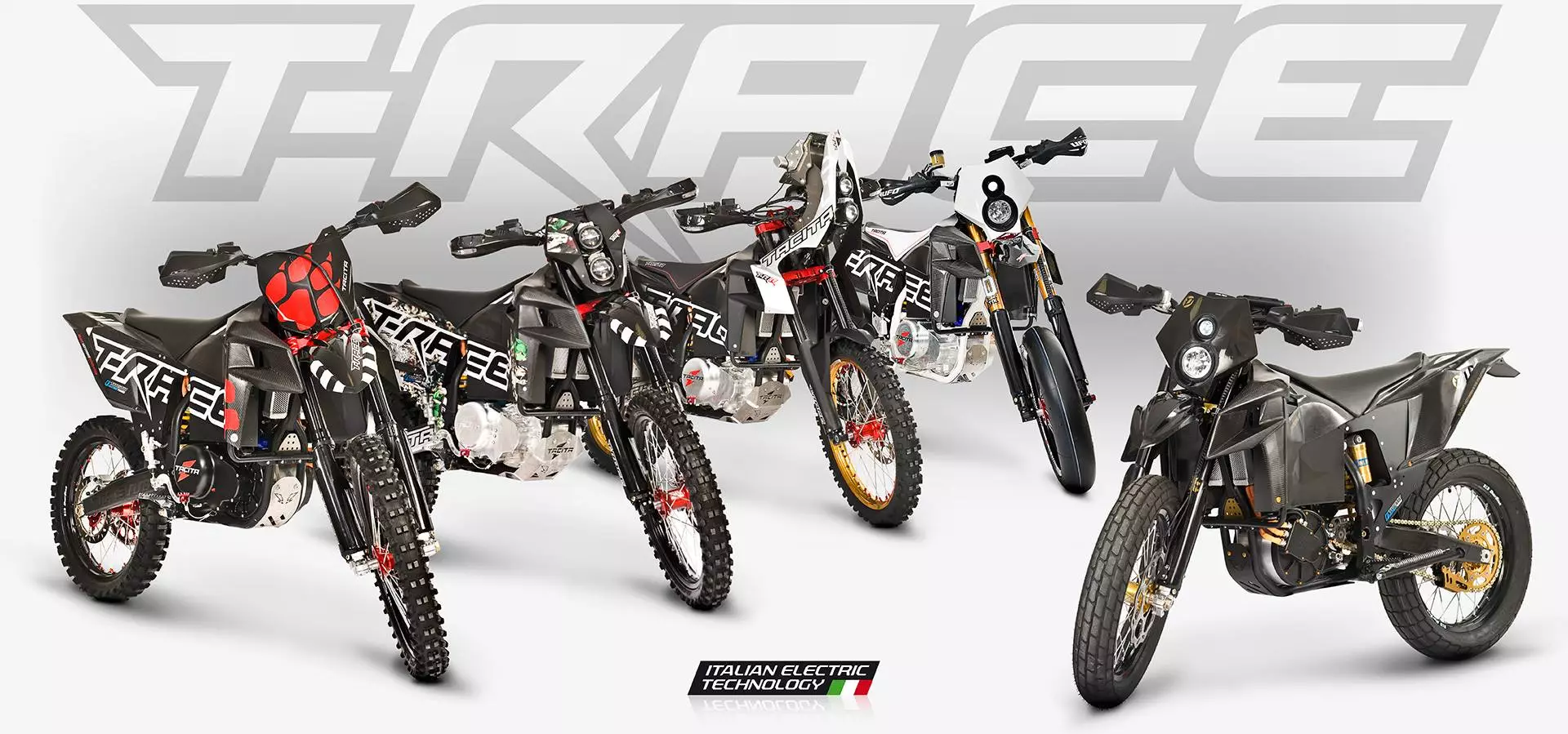 Until now Tacita has on offer five versions of the T-Race: Motocross, Enduro, Rally, Motard and Diabolika (from left to right)
