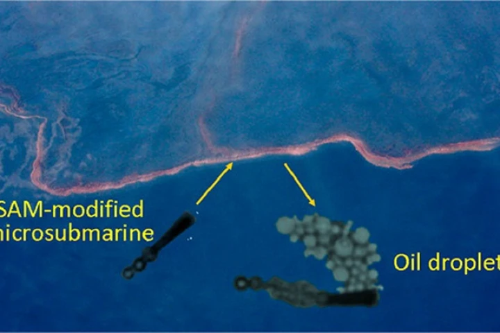 Scientists have created nanoscale submarines, for use in gathering up oil droplets in the event of oil spills