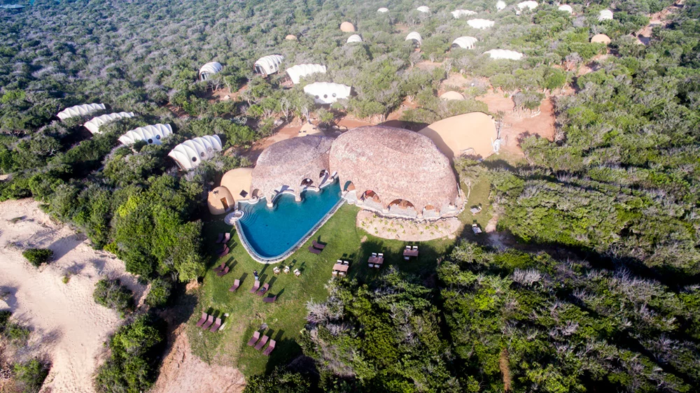 Wild Coast Tented Lodge in southern Sri Lanka, by Nomadic Resorts. A winner under the "Hotels" category of the 2018 International Architecture Awards, this set of 36 "tents" make up a safari camp alongside the Yala National Park