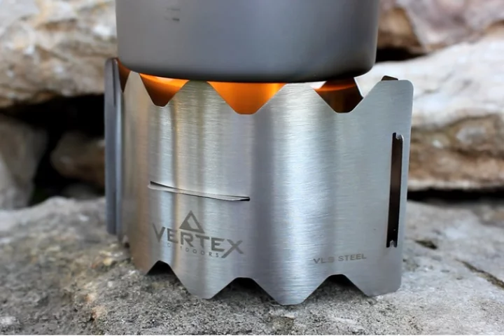 The Vertex Ultralight Backpacking Stove is small, light, and folds away flat
