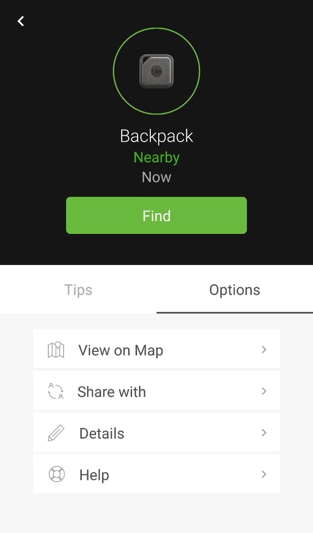 When the lost Tile is within Bluetooth range, pressing the big Find button will make it ring out