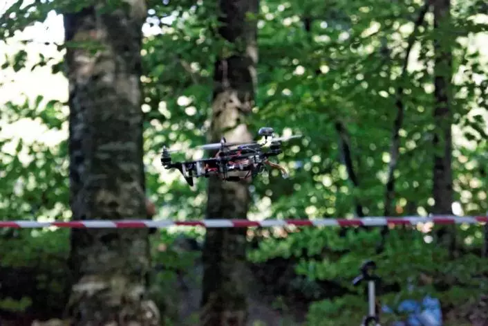 24 competitors raced their drones through the 150 m (492 ft) course