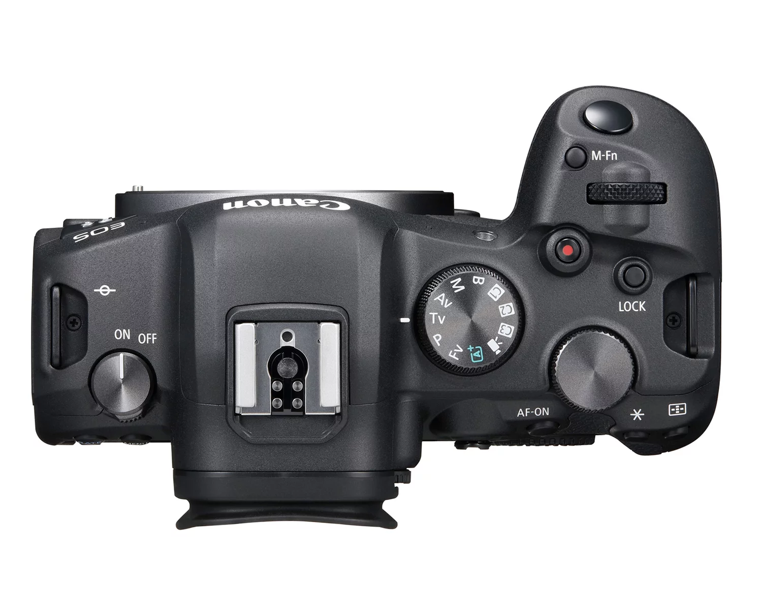 There's no settings display to the top of the EOS R6
