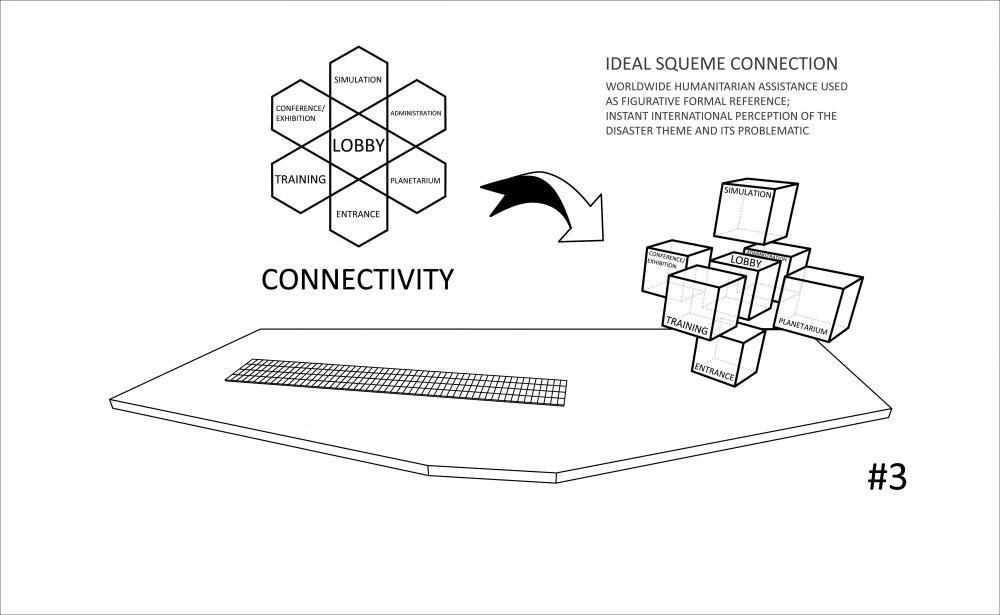 The design resembles an emergency cross symbol that has fallen onto its side, as if affected by an earthquake (image: OODA)