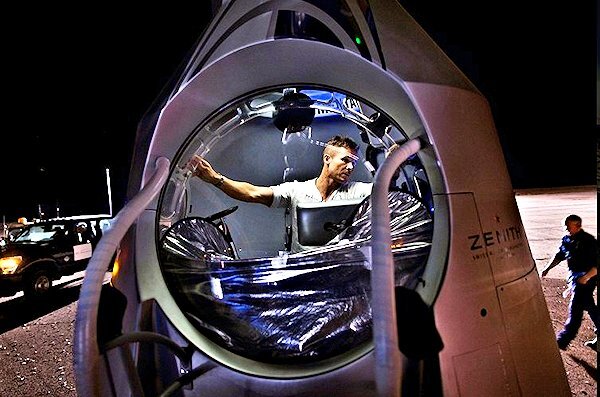 Baumgartner checking the inside of the Stratos capsule