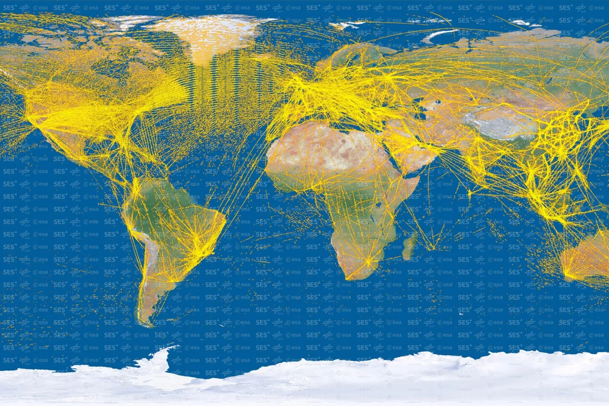The satellite has picked up more than 25 million positions from more than 15,000 aircraft (Image: ESA/DLR/SES)