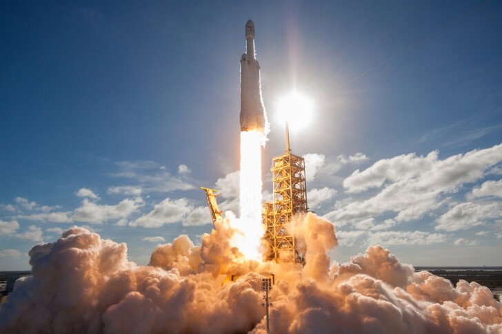 Falcon Heavy lifts off during an earlier mission