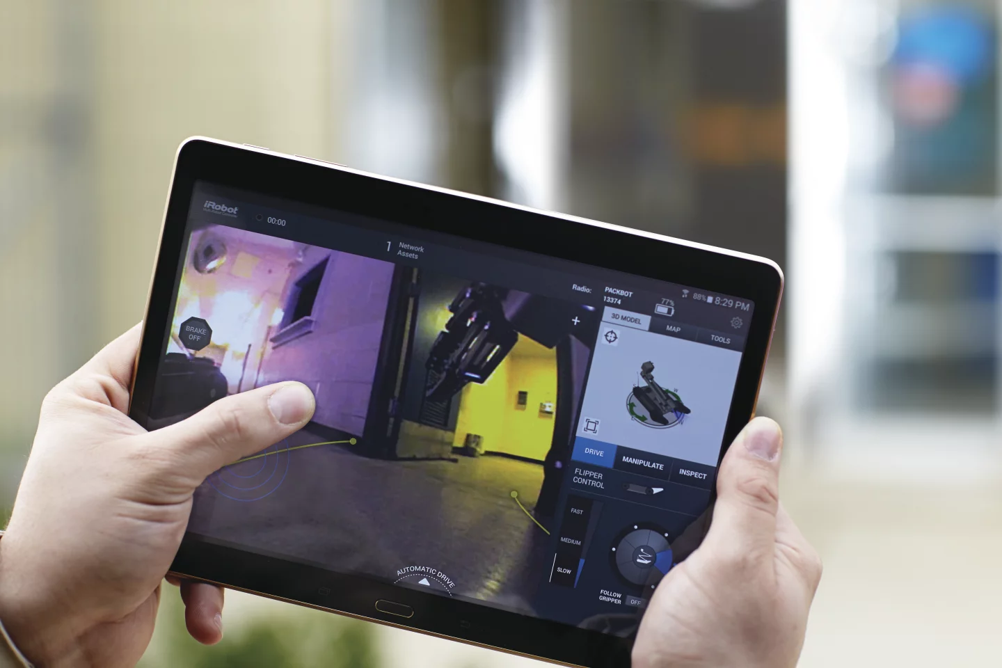 The iRobot uPoint MRC System has a virtual joystick