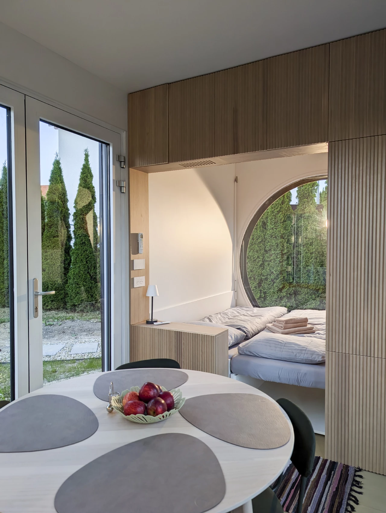 The Ecocapsule Box's center is taken up by its dining area