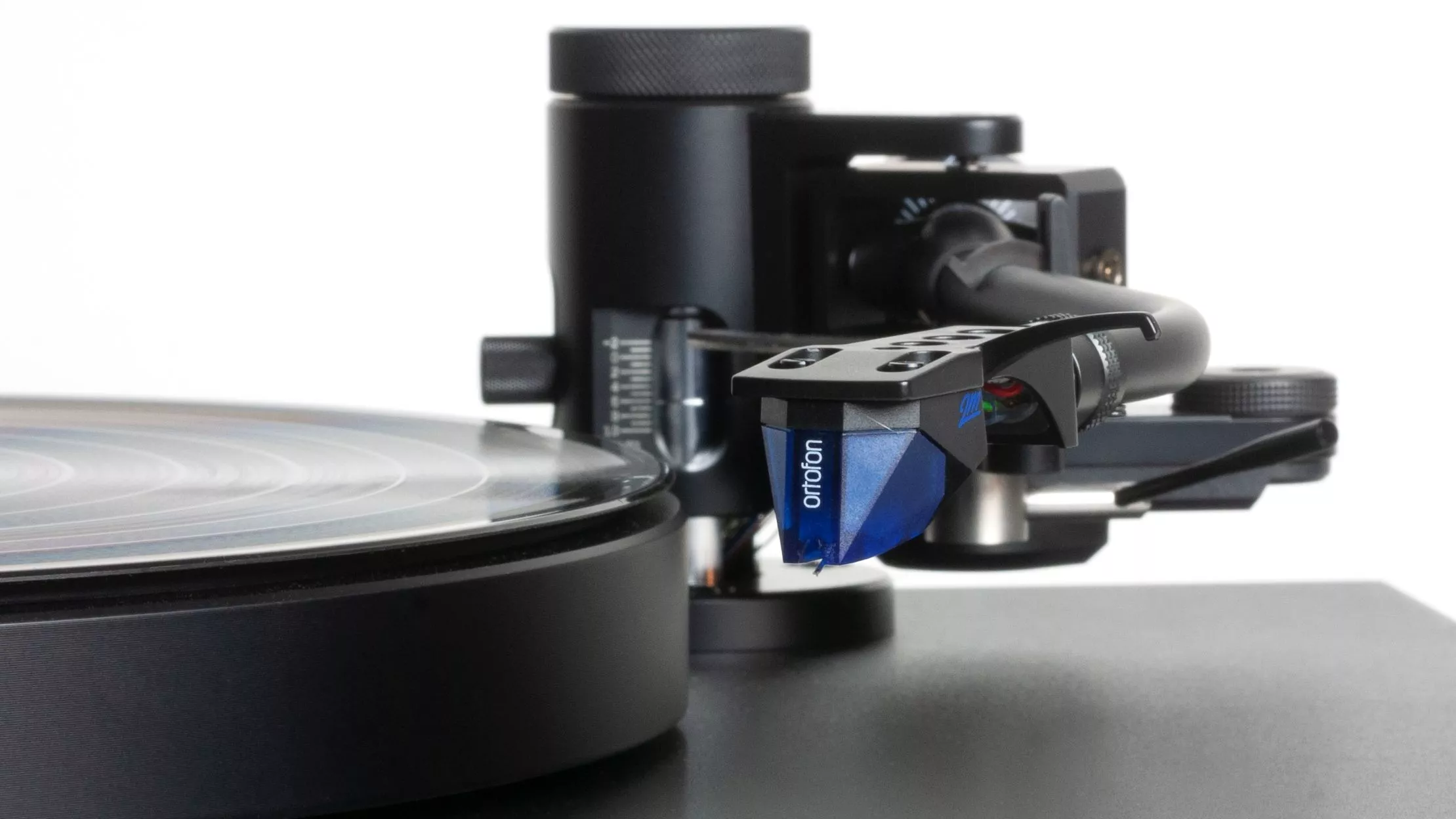 An 2M Blue moving-magnet cartridge from Denmark's Ortofon comes mounted and aligned