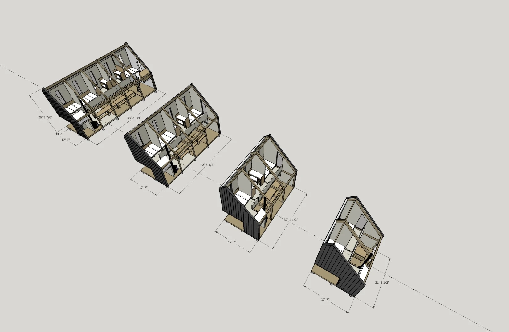 The cabins will be clad in a metal shell