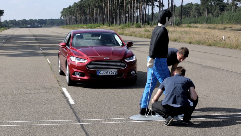 The system can apply full braking force to avoid a collision