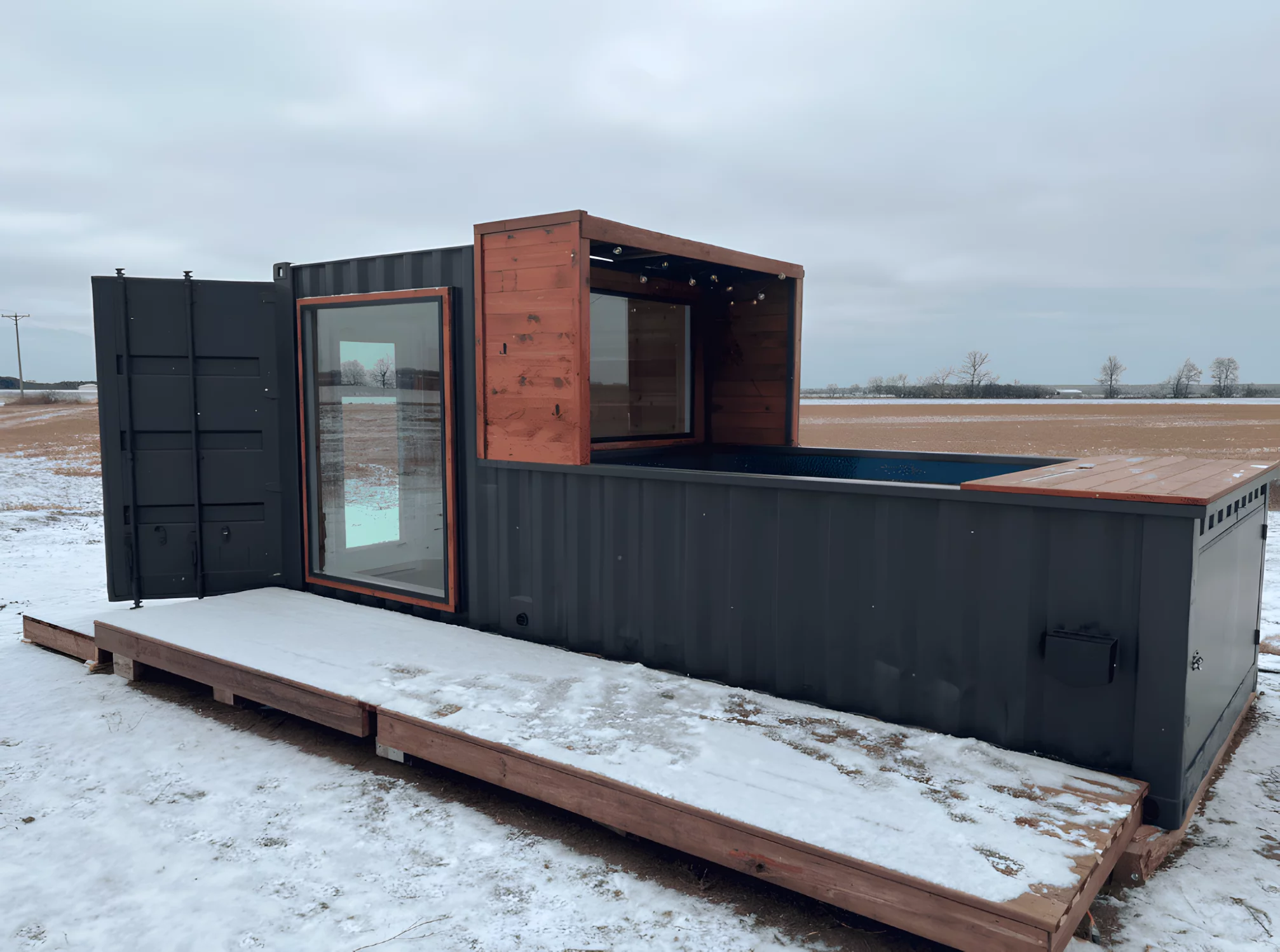 The SaunaPlunge Container is a shipping container-based sauna and plunge pool that can be delivered to your backyard for $49,500
