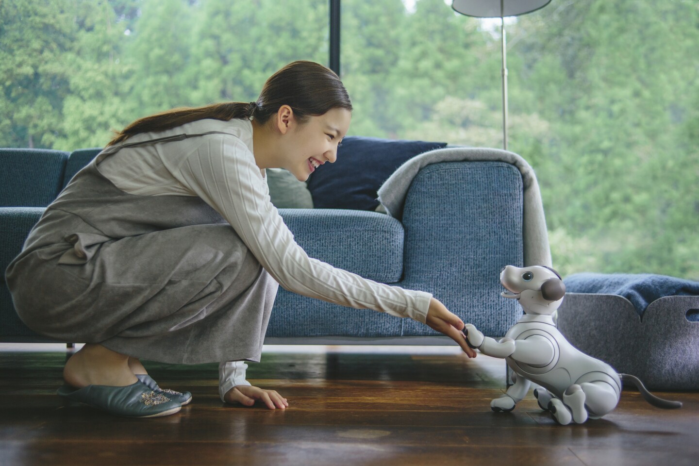 aibo's sensors are able to recognize spoken phrases and its cameras register smiles – allowing it to remember what kind of interactions appear to make its carers happy