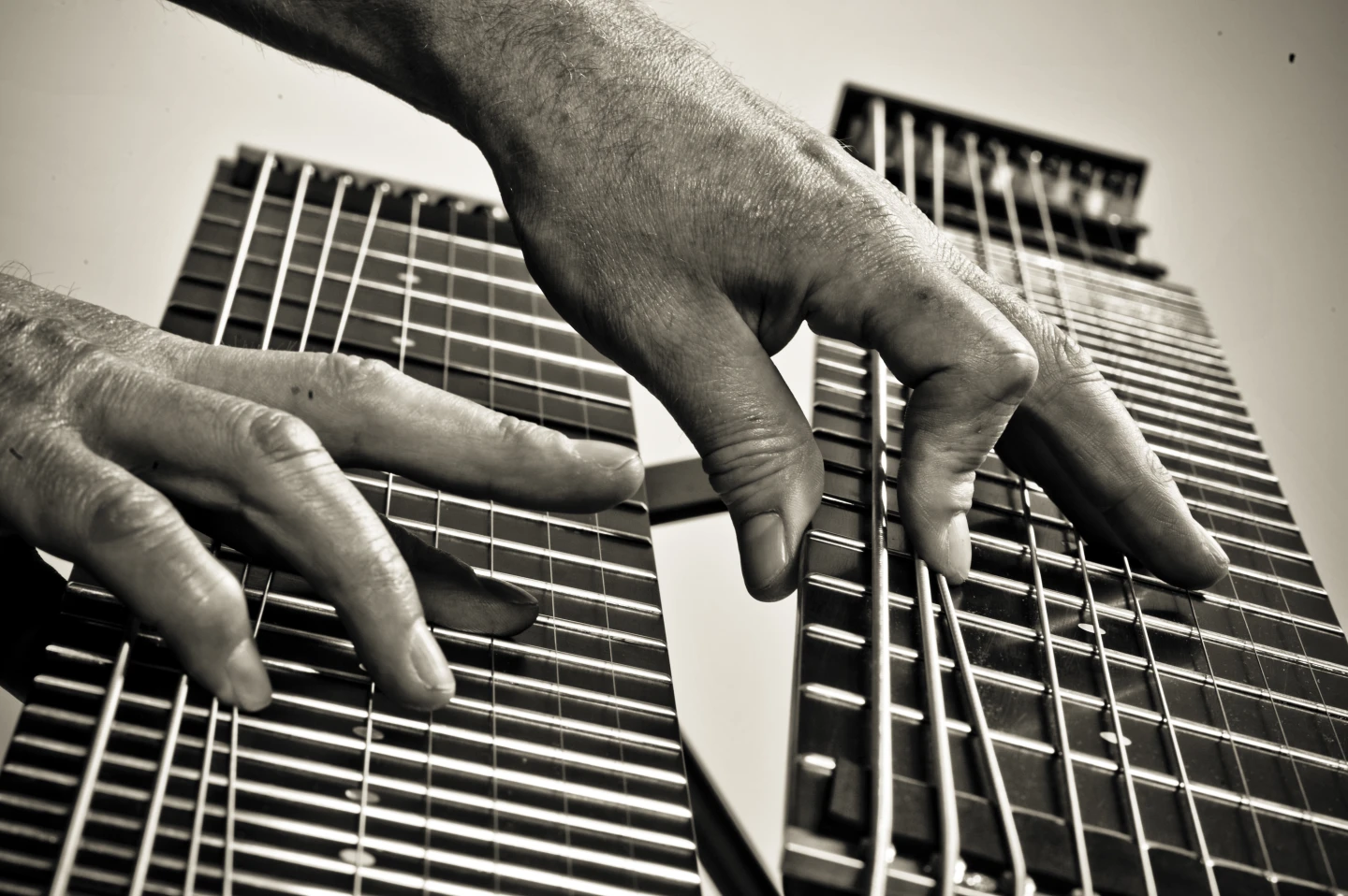 Players can strum, pick, hammer-on and pull-off, slide, bend, use both hands like a piano player - or try inventive combinations