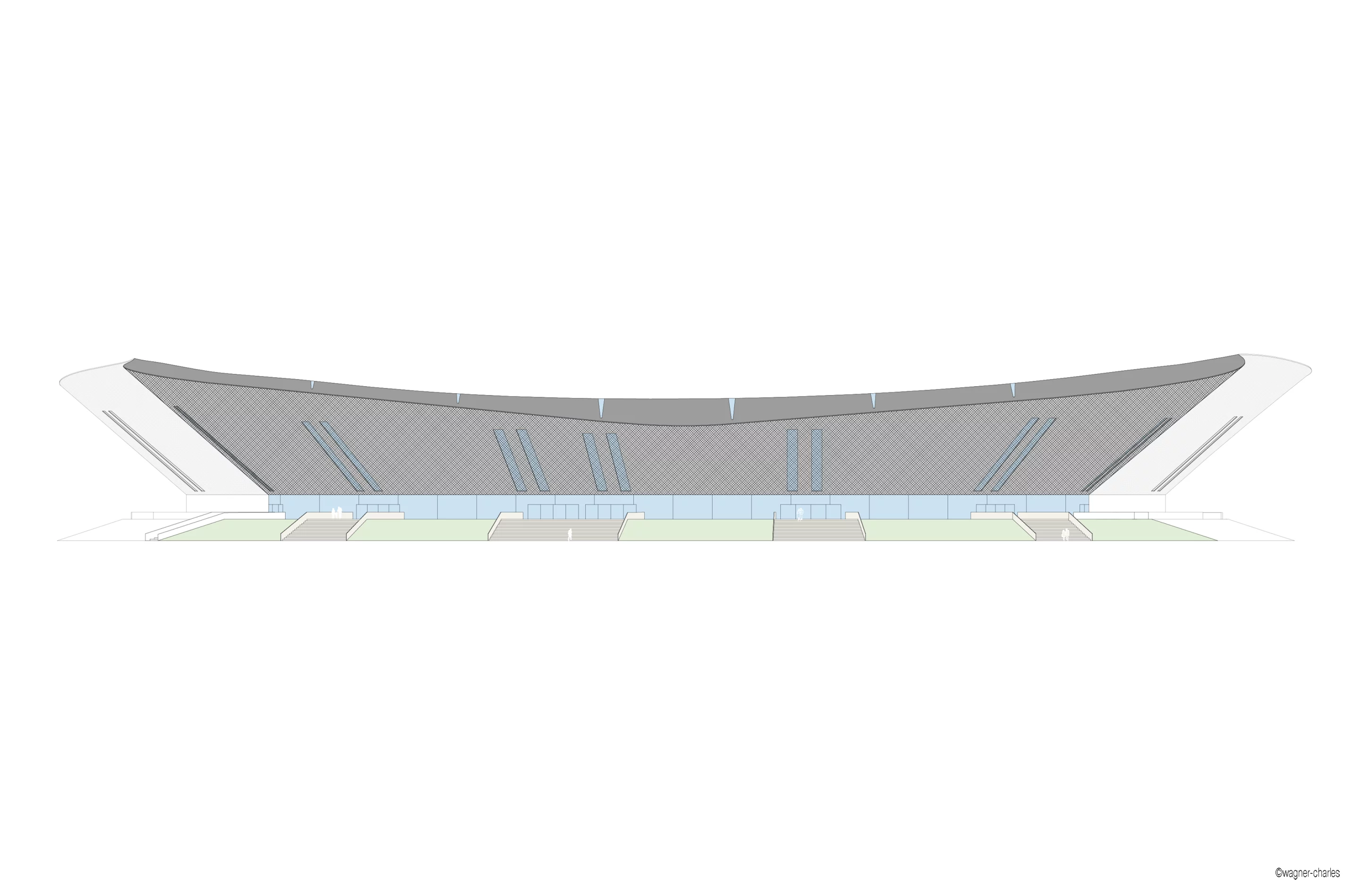 Exterior elevation of the Luxodrome velodrome concept