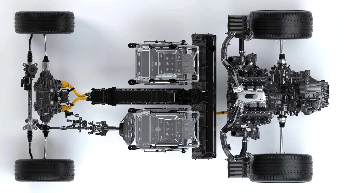 The V6 is mounted longitudinally, centrally and very low in the chassis in an attempt to get the centre of gravity as low as possible (Acura claims the NSX has the lowest center of gravity in its class), and the placement of all powertrain components has been designed to concentrate vehicle mass toward the center of the vehicle. The centre of gravity is just the average position of mass - the closer the mass to that centre of gravity, the better the vehicle's response.
