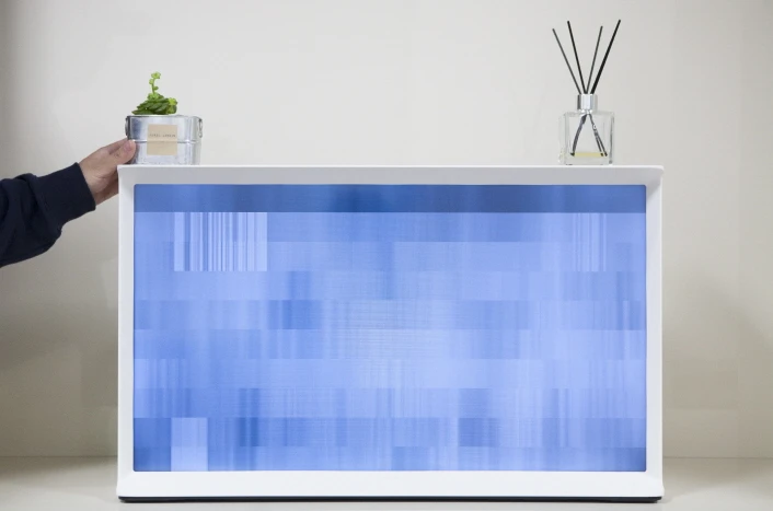 The Samsung Serif can be placed on a table, or take pride of place on the floor