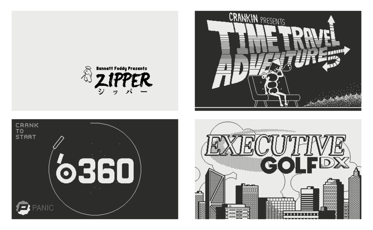 Title screen concepts for some of Playdate's games