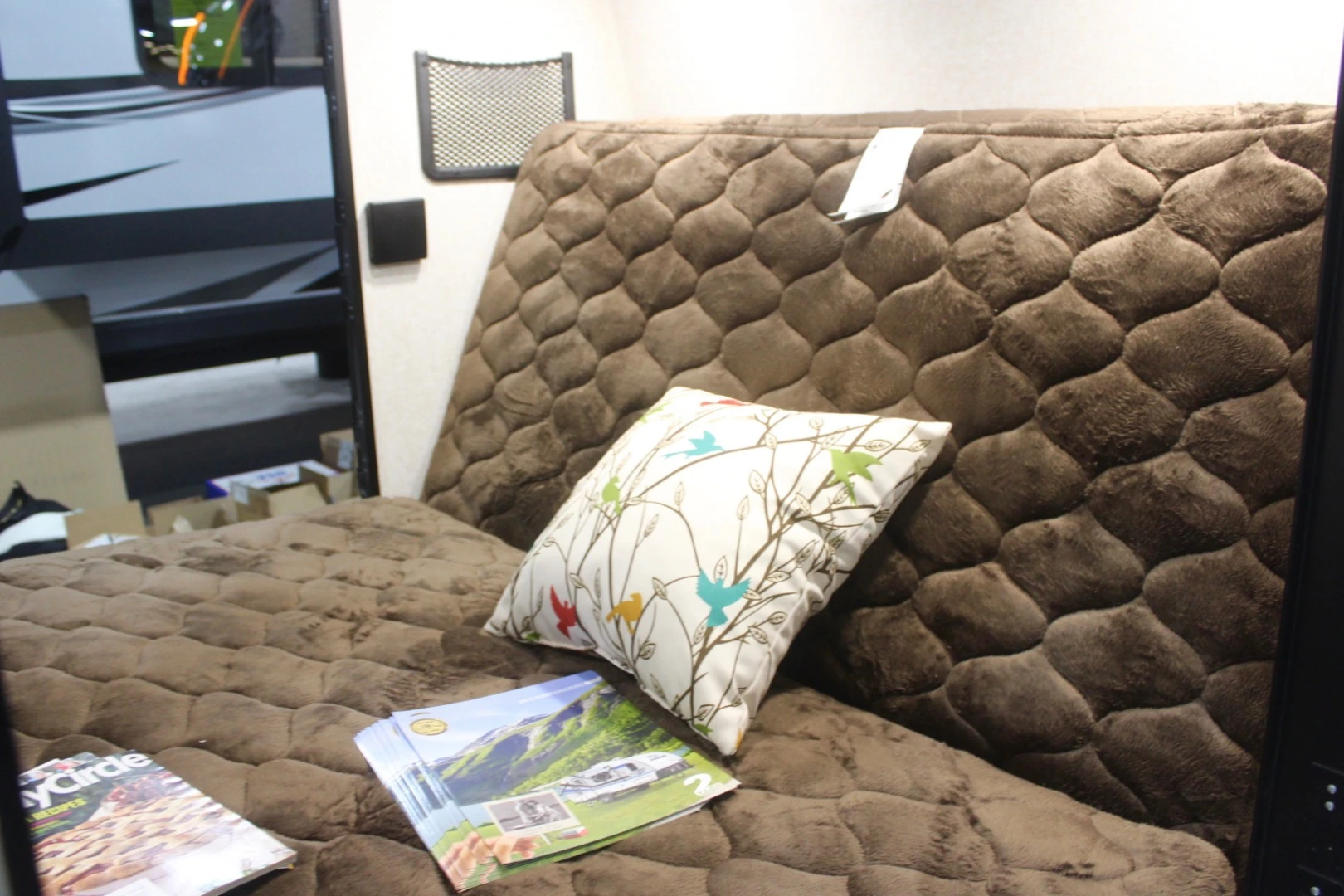The Hummingbird's handy multi-position bed lays flat or sits tall like a couch