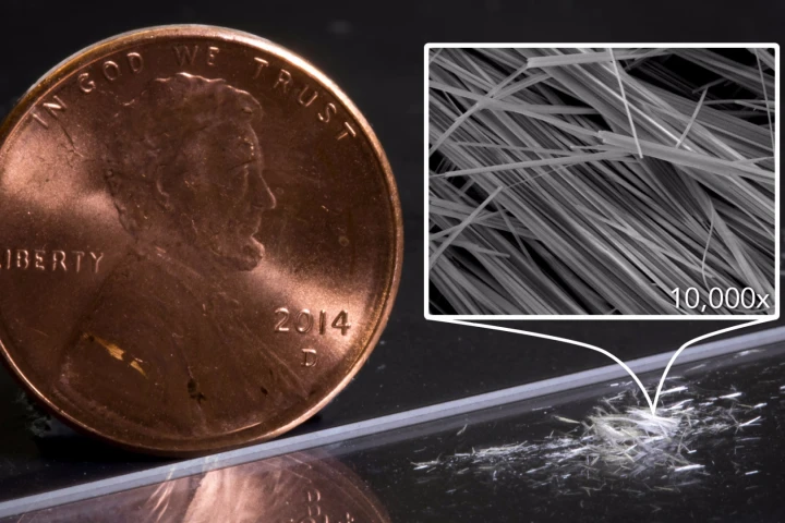 When tens of thousands of the new diamondoid nanowires created by Stanford University and SLAC are clumped together, they are visible to the naked eye