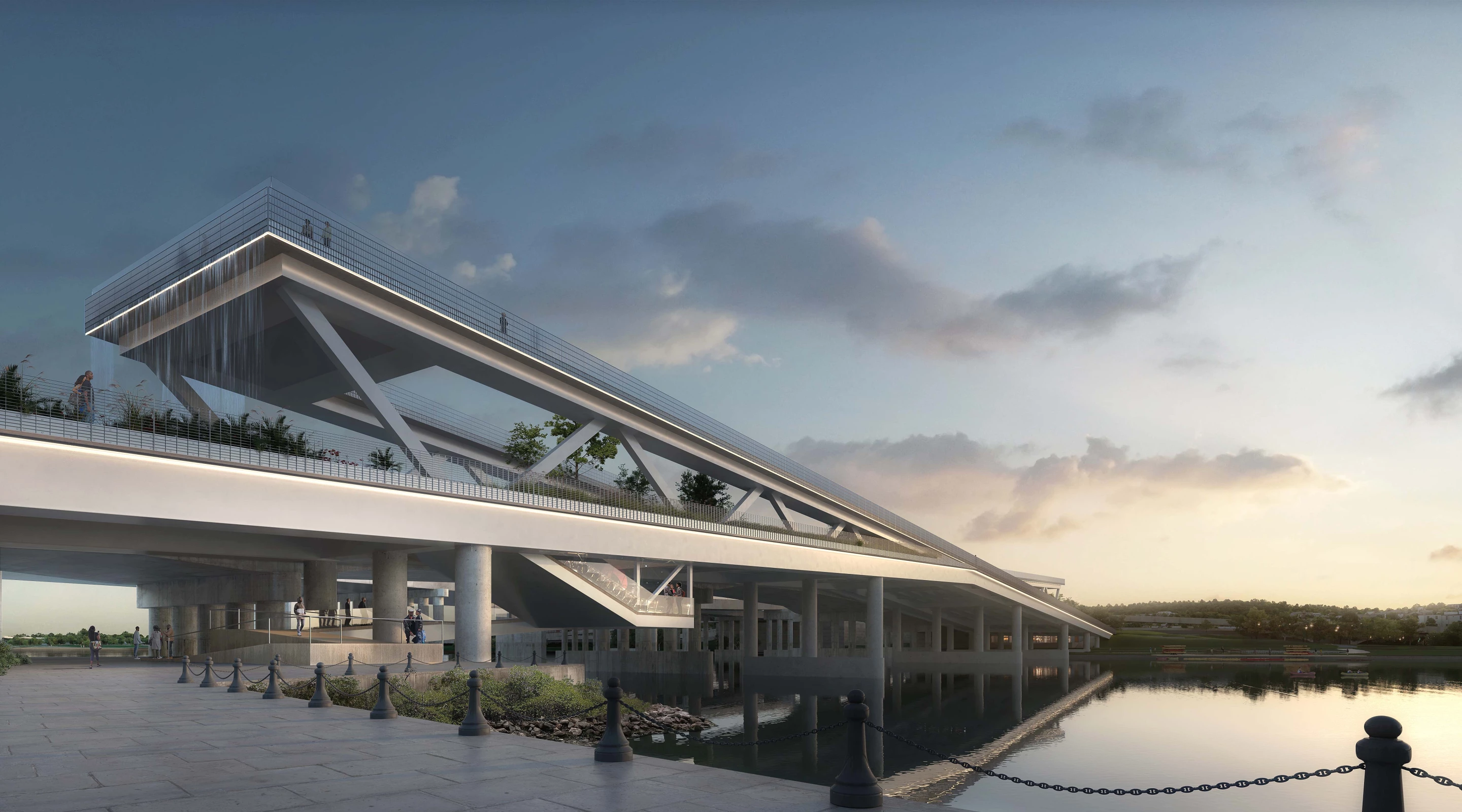 The 11th Street Bridge Park will feature two ramp-like raised areas with viewing points