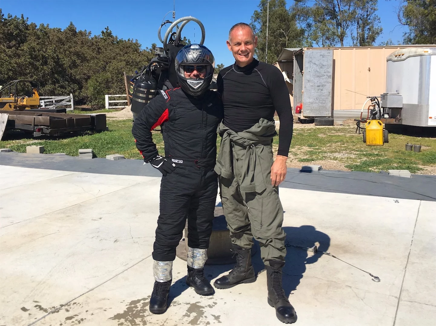 Jetpack Aviation CEO David Mayman (right) and first "civilian" pilot Mischa Pollack