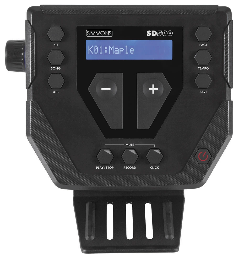 The SD500 drum module has 352 drum sounds spread over 35 kits, 60 songs with 50 drum patterns for practice, eight trigger inputs on a single multi-pin connector, and USB MIDI for connection to a computer-based DAW or sequencer software