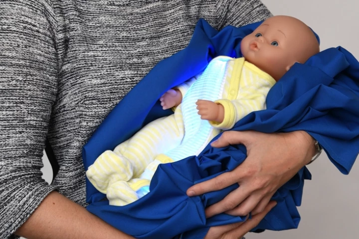 To create their illuminated pajama material, EMPA scientists wove optical fibers into it that use battery-operated LEDs as a light source