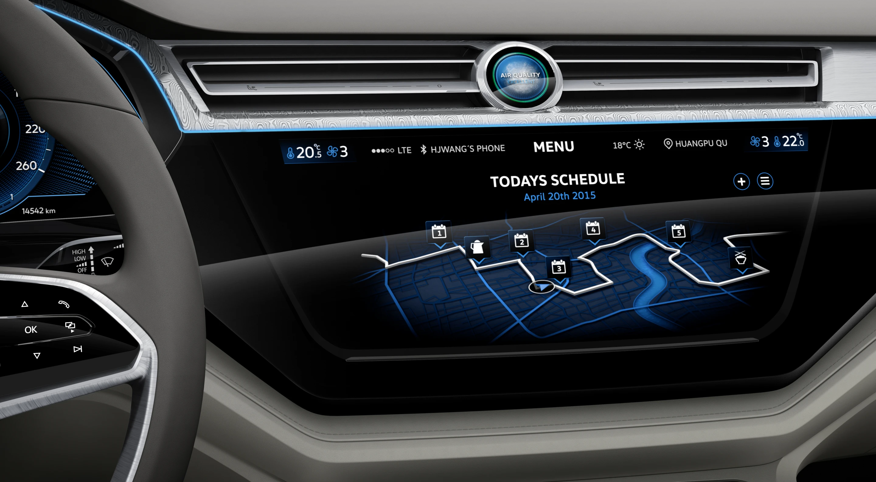 The Volkswagen C Coupé GTE infotainment display