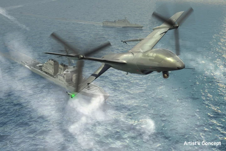 Unlike this DARPA artist's concept, Northrop Grumman Tern would be a flying wing design