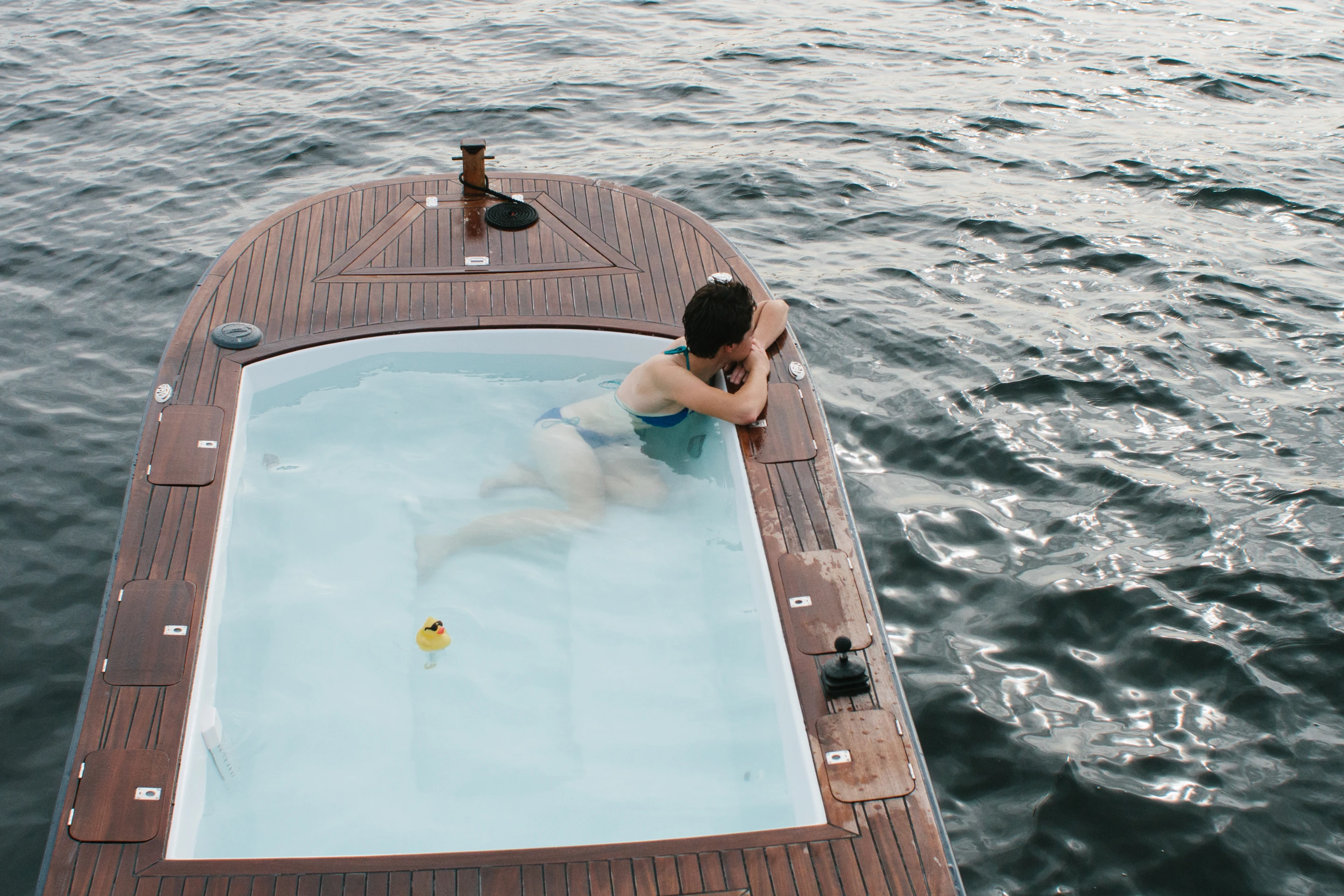 The Hot Tub Boat allows its passengers to soak while they cruise