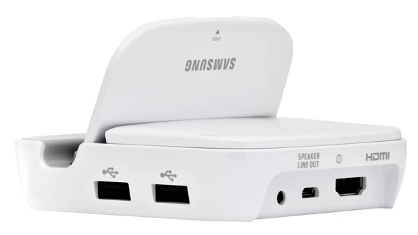 Samsung's Galaxy Smart Dock allows peripherals and a monitor to be connected to the Galaxy Note II