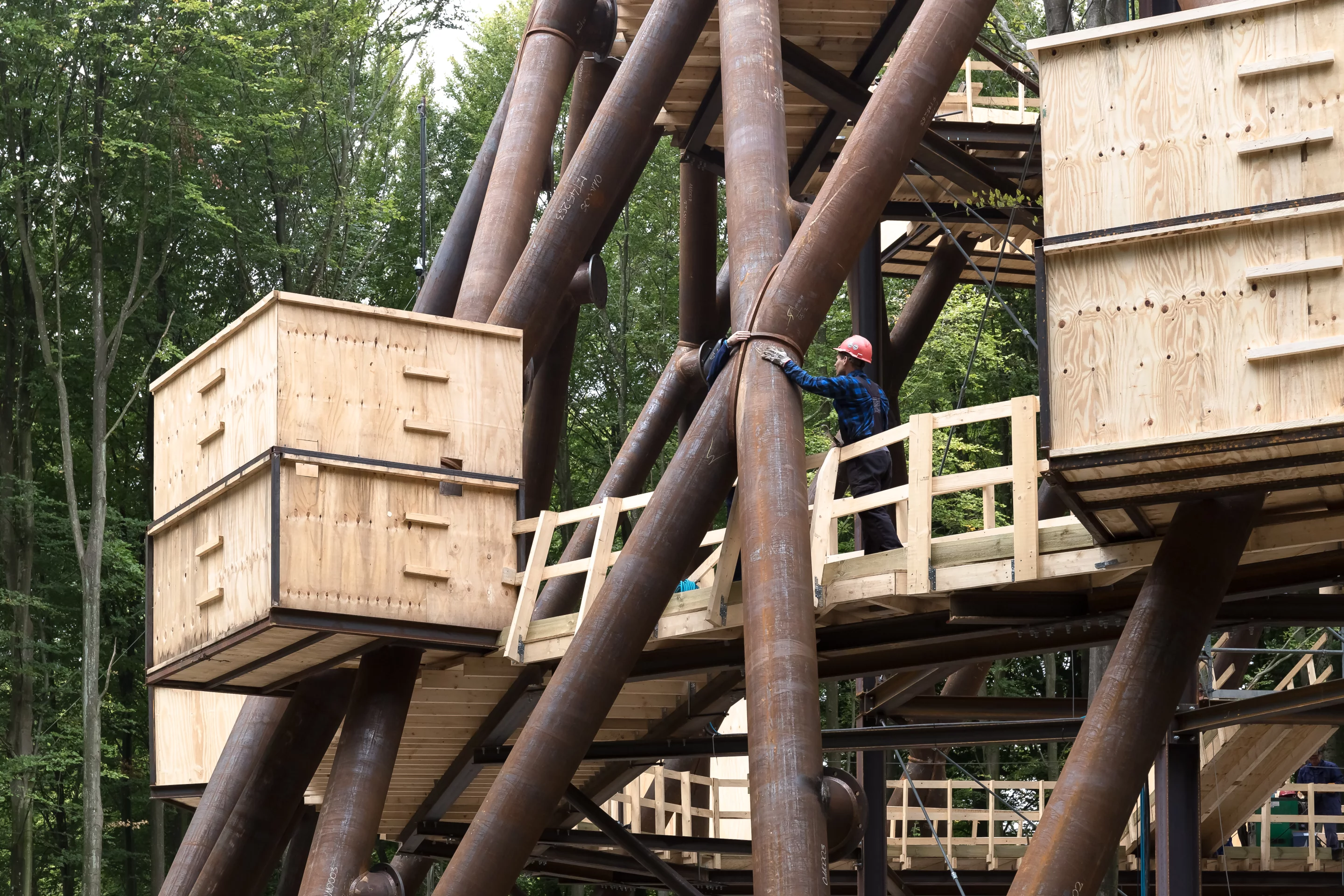 Construction photo of the Camp Adventure Tower