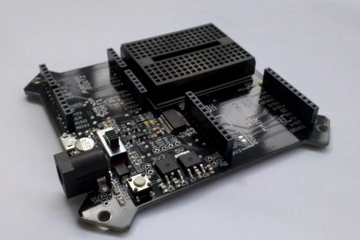 The BoardX motherboard includes a main port, two add-on ports, USB & DC power inputs and a USB to UART driver.