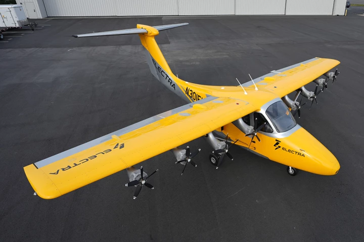 Everything else being equal, eSTOLs like the Electra EL-2 Goldfinch (pictured) should be faster and have greater range than helicopter-like eVTOL (electric vertical take-off and landing) aircraft