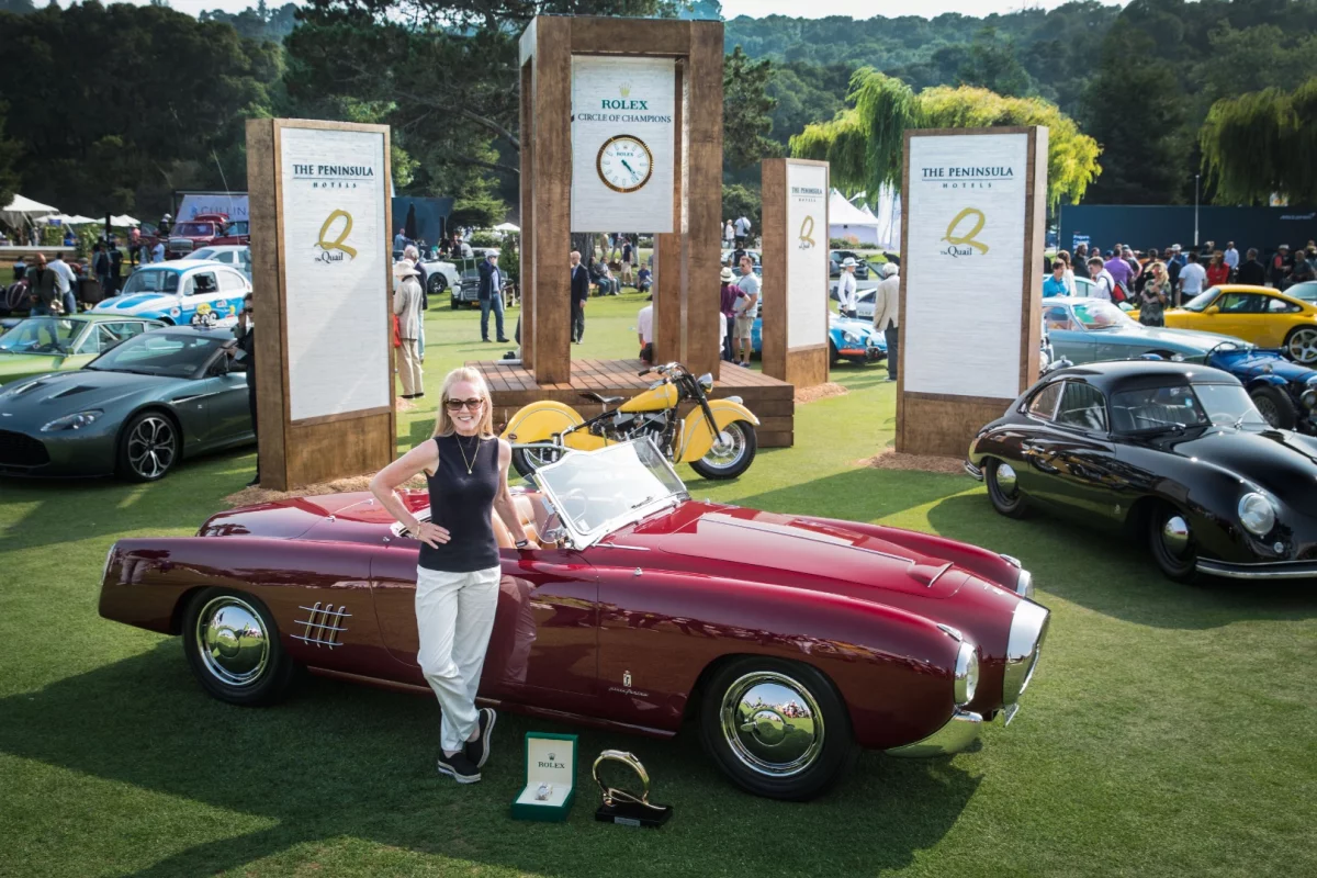 The Rolex Circle of Champions, and the 'Best of Show' Award Winner, Anne Brockinton Lee, and her stunning 1953 Lancia Aurelia Pinin Farina 200C