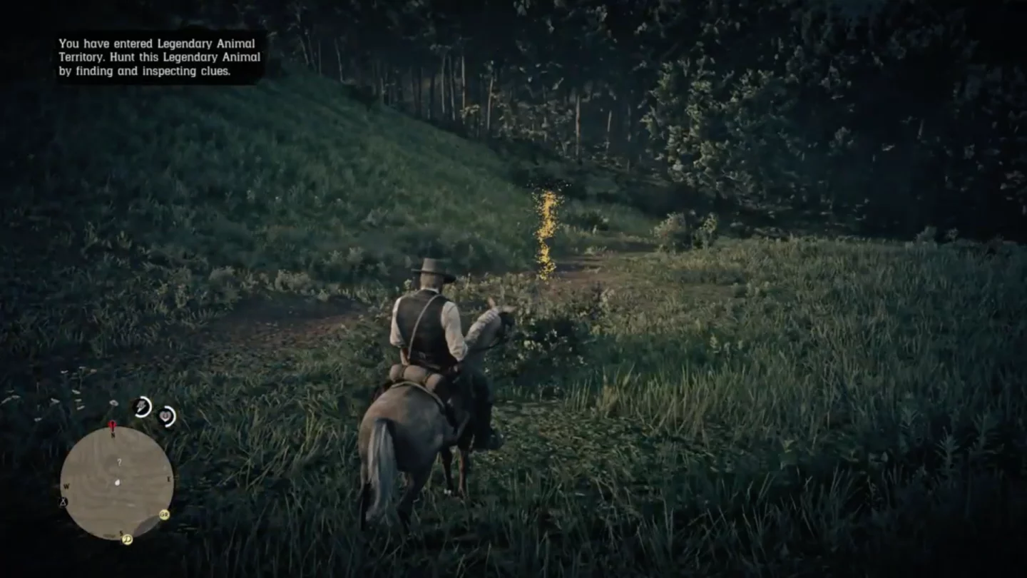 The first clue is a pile of dung – go into Eagle Eye mode and look for the telltale glowing particles