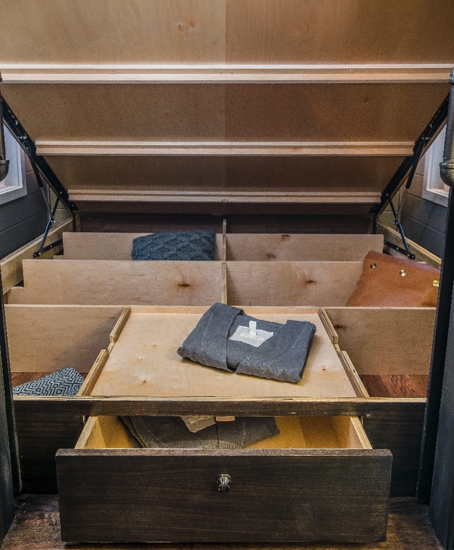 The Escher's master bedroom includes a king size bed with integrated storage