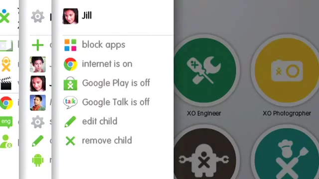 Three separate user accounts can be created, with parents deciding on how much outside access each has