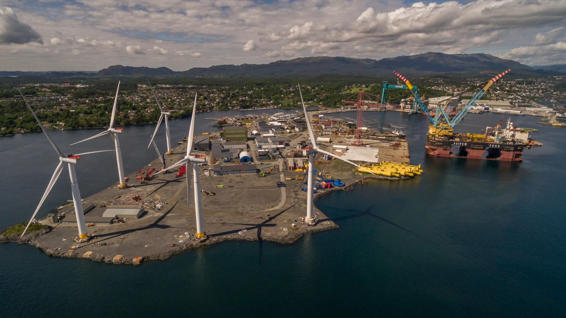 The Hywind Scotland Project is a floating structure with wind turbines installed on it