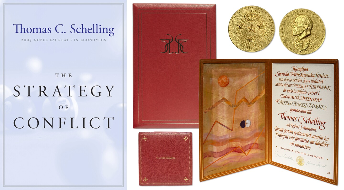 $187,500 | Thomas Schelling's Nobel Prize for game theory | Auction House: Nate D Sanders Sale price: US$187,500