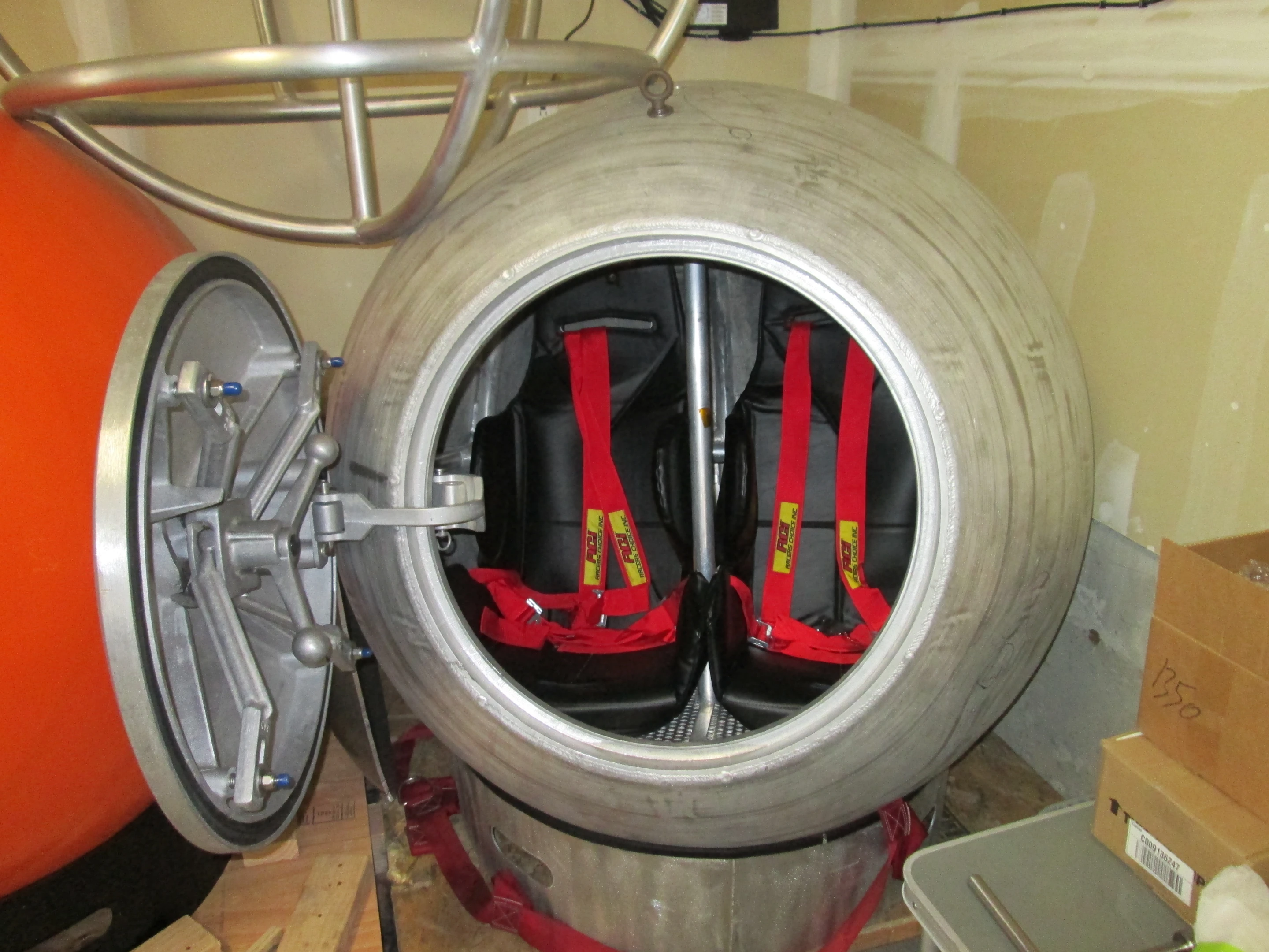 Two-person prototype Survival Capsule with seats