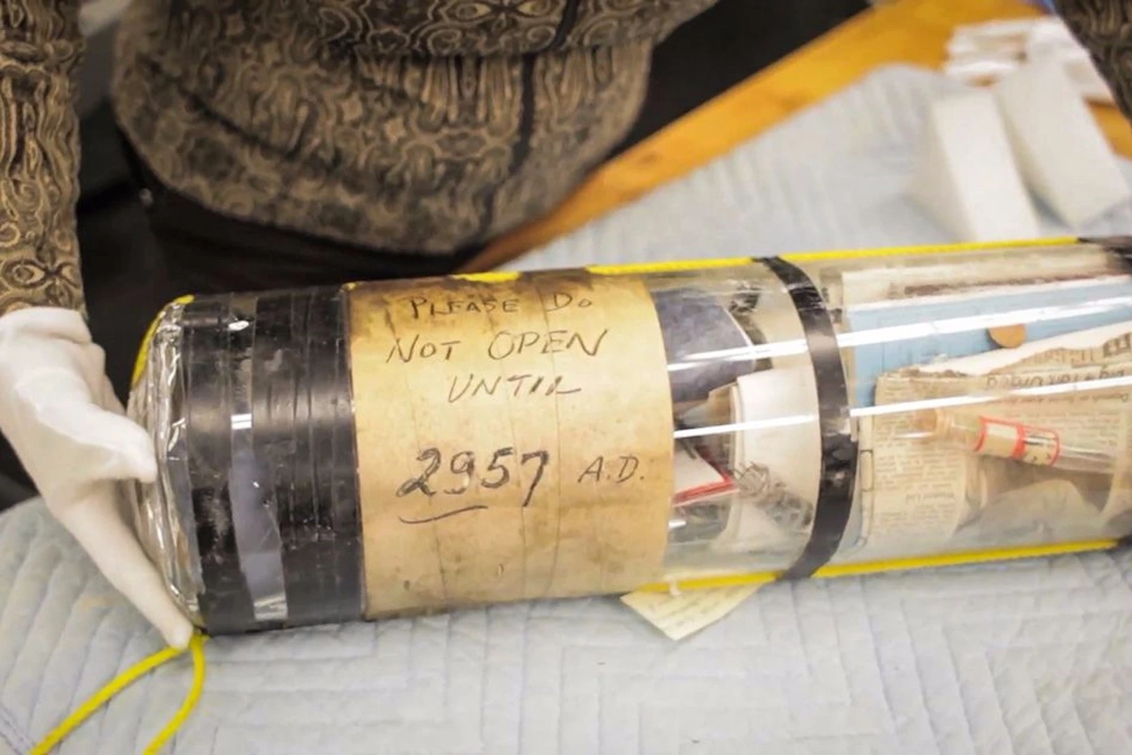 The time capsule is not to be opened until 2957 AD