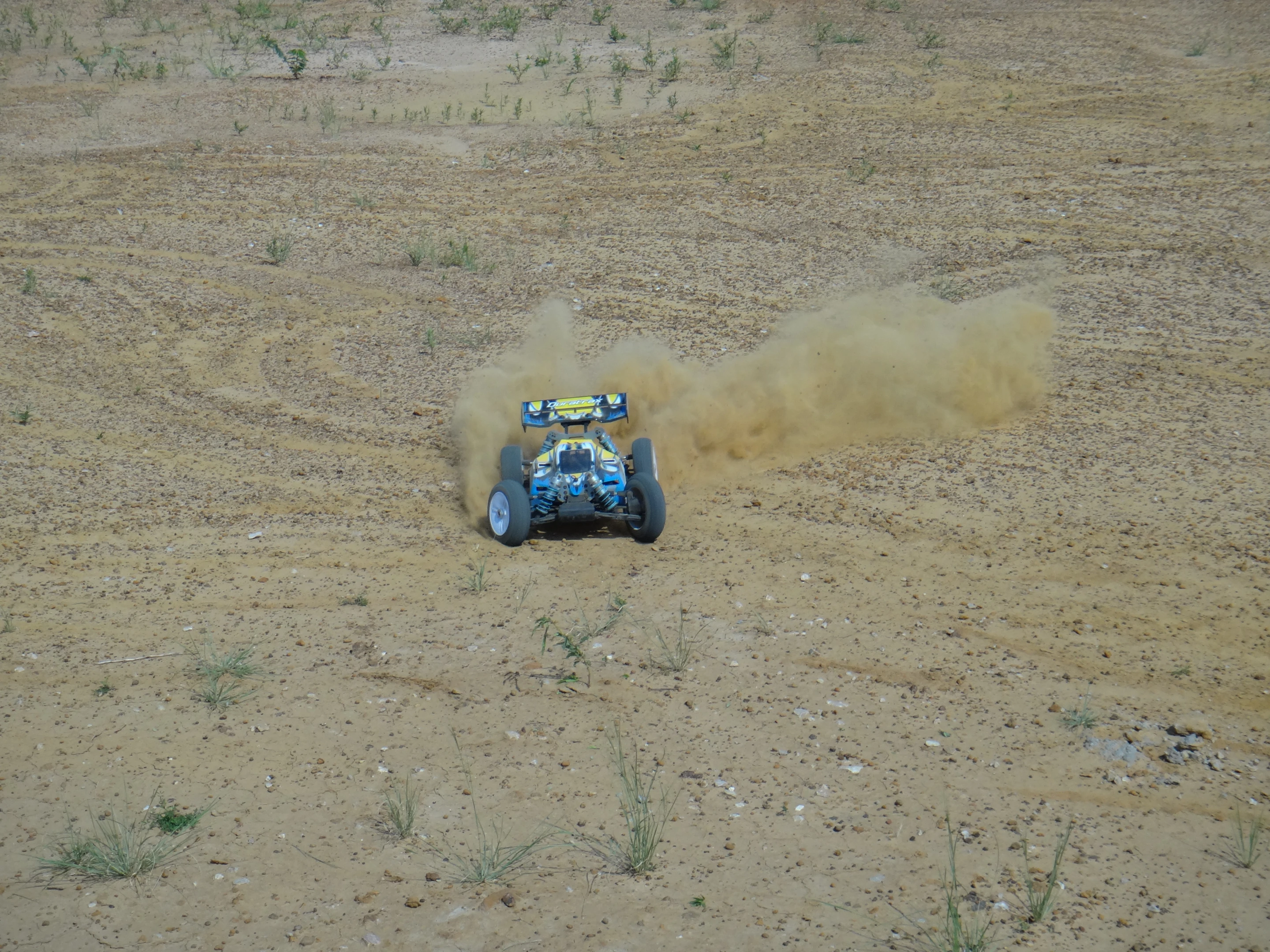 The buggy performed almost as well as it did on the pavement, except the tires would spin a bit longer when fully squeezing the accelerator